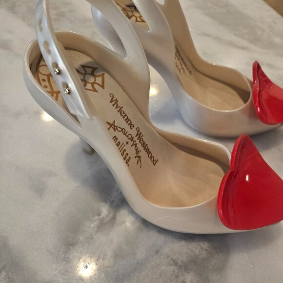 Vivienne Westwood Melissa Jelly Heels White Red - Picture 3 of 6